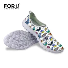 FORUDESIGNS/Женская обувь с принтом бабочки; сетчатая обувь на плоской подошве для женщин; Повседневная летняя дышащая обувь без шнуровки; Легкая женская обувь; Sapato