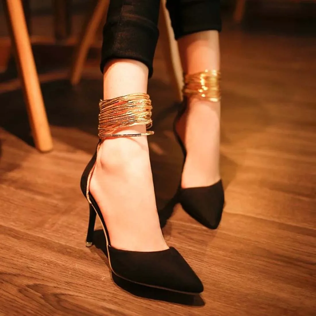 

New 2018 High-Heels Women Shallow Shoes Hollow-Out All Match Wedding Bridal Sandals Casual Comfy Fresh Style Pointed Shoes