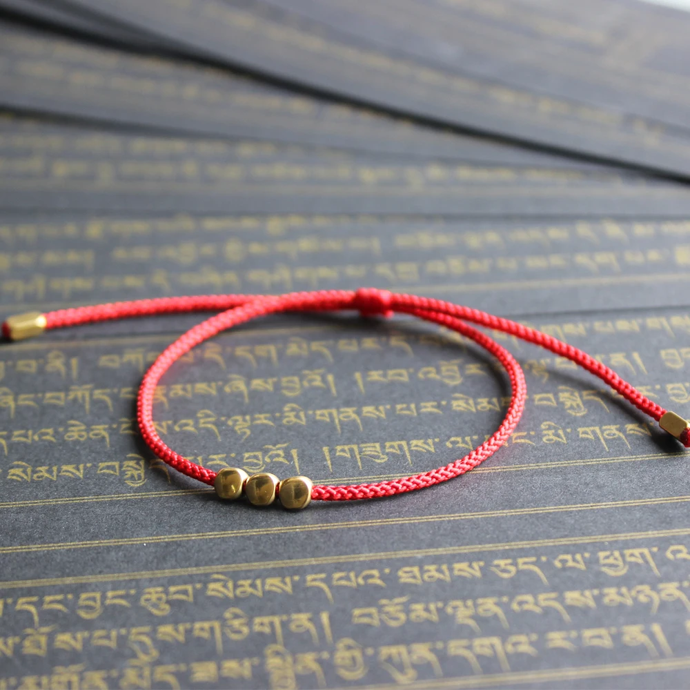 Eastisan ручной работы тибетская медная бусина счастливая веревка браслет и браслеты для женщин и мужчин восковые Нити Браслеты