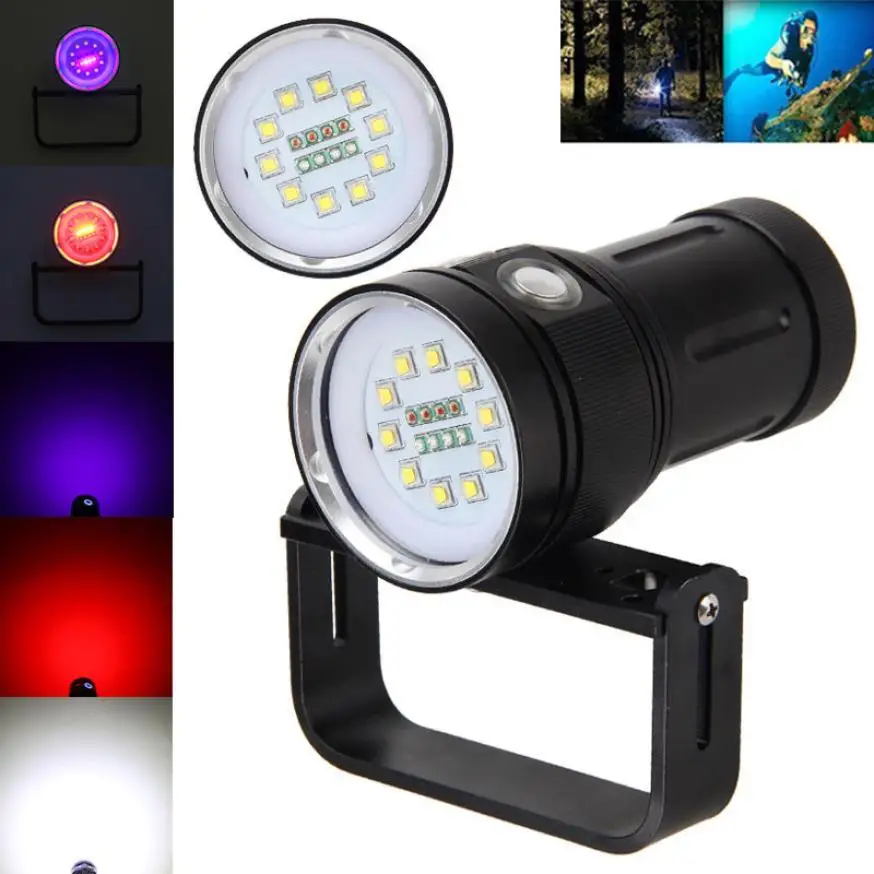 

12000LM LED Portable Flash Diving Flashlight 10x XM-L2 LED Diving Flashlight + Rechargeable 18650+ Charger P35