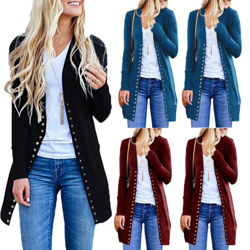 

Solid Color Women Sweatshirt Long Sleeve Knit Tops Casual Loose Zip-up Sweatshirts Coat Outwear Femme
