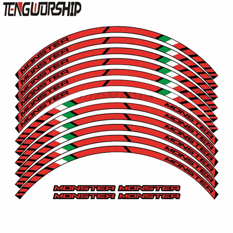Teng ноги 12 X толстый край внешний обод наклейки в полоску колесные наклейки подходят все DUCATI MONSTER 695 696 796 1100 1100 S 797 821 795