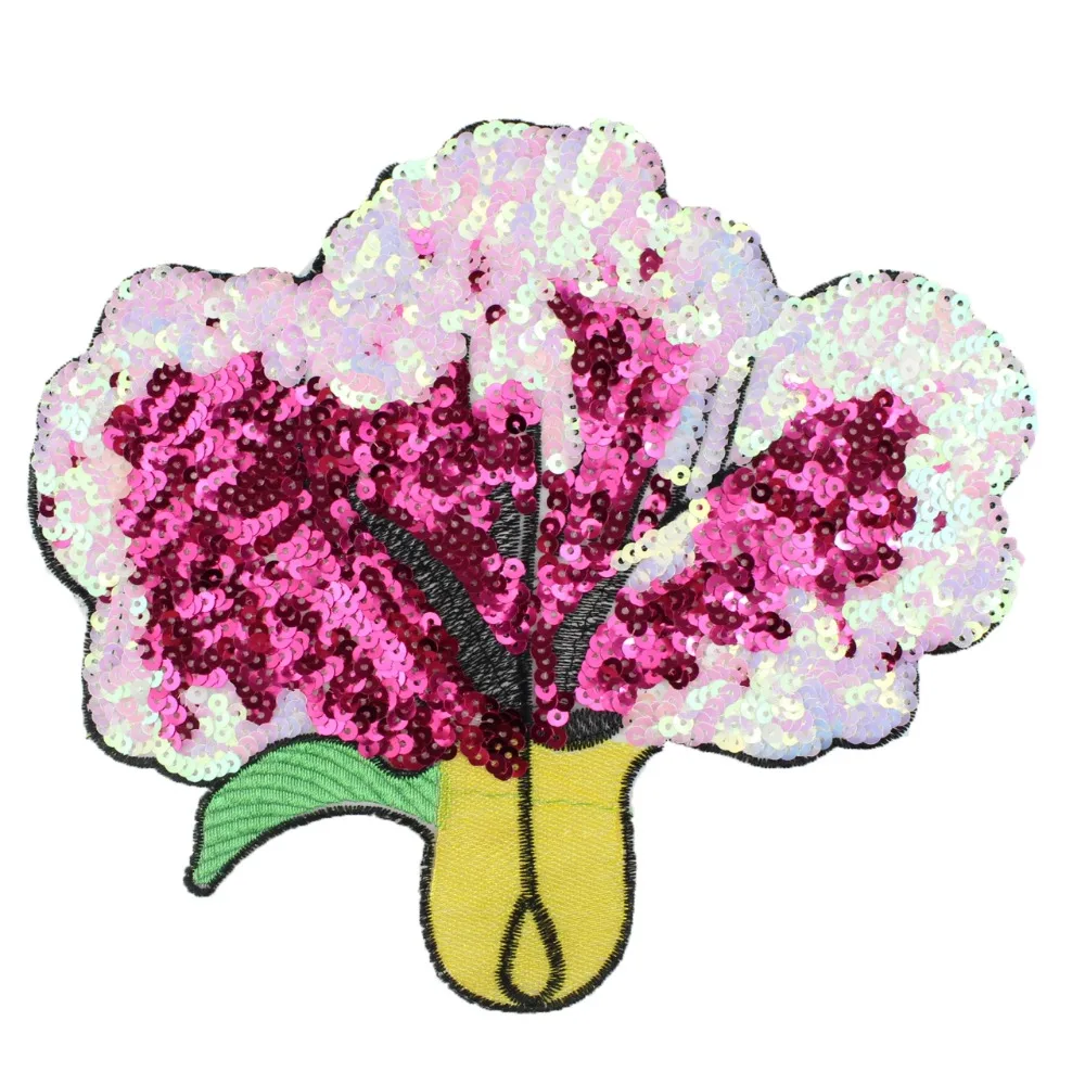 

2 Piece / lot Fashion Sequins Patch Embroidered Flower Patches Dress Shirts Appliques Garment Accessories
