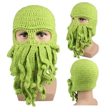 Новинка унисекс Осьминог узор зимний теплый шерстяной вязаный Лыжная Маска Вязаная шапка маска-Осьминог m99