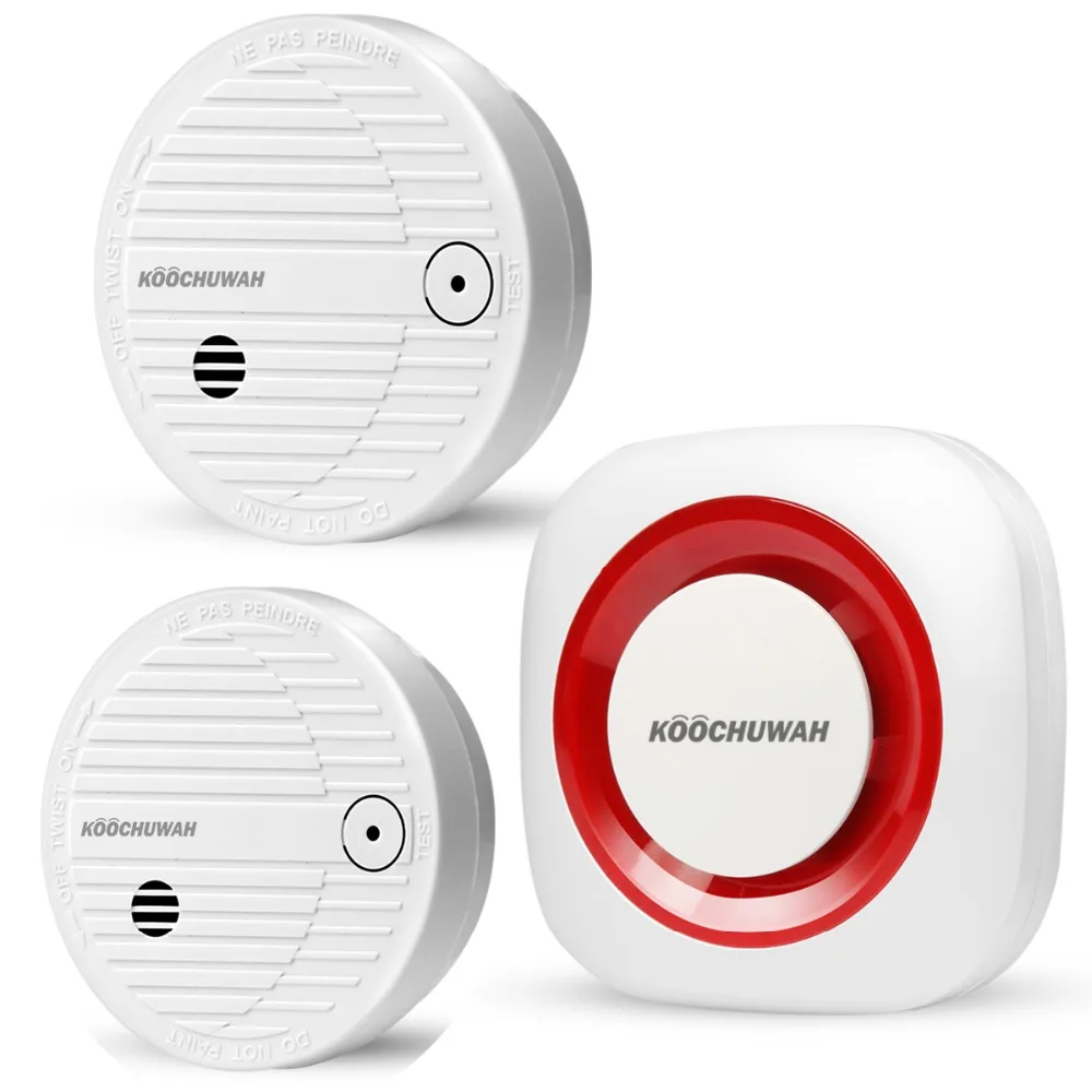 

Koochuwah GSM Smoke Detector Alarm Mini Fire Sensor Auto Dail SMS Alert Wireless Smokehouse Alarm Home Security Fire System