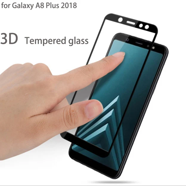 Для Samsung Galaxy A8 plus 2018 защита от отпечатков пальцев 100% 3D изогнутое полное покрытие