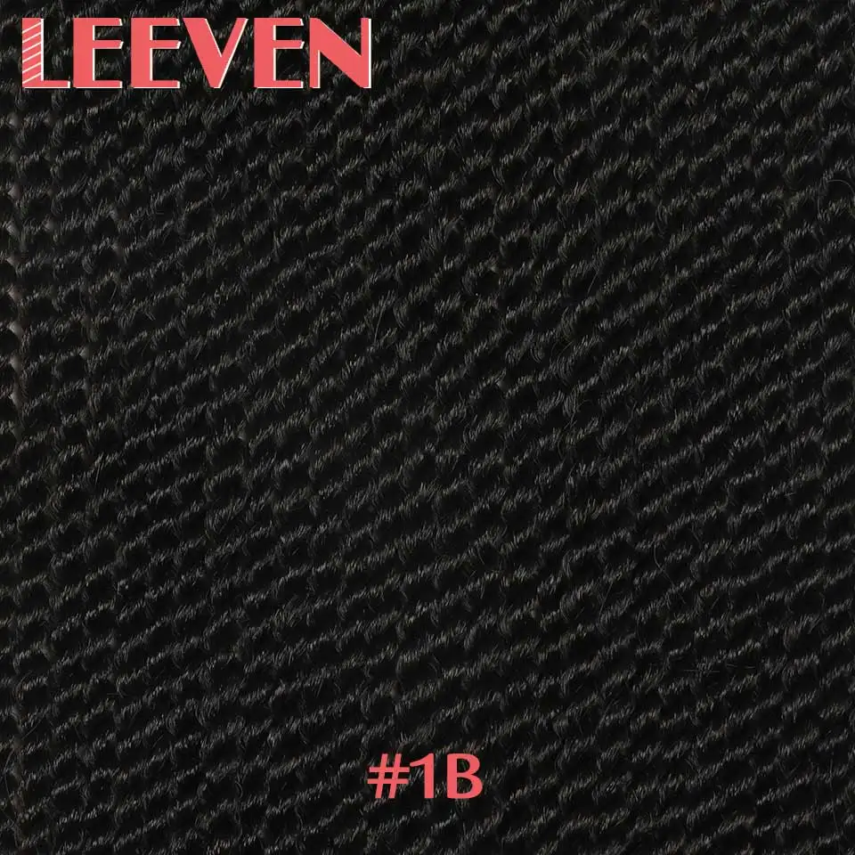 Leeven 10, 14, 18, 22 дюйма, 30 прядей, Сенегальские, крученые, вязанные крючком волосы, синтетические плетеные волосы для наращивания, высокотемпературное волокно, 1 шт - Цвет: # 1B