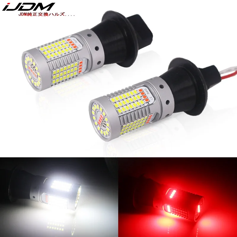 

iJDM Car 7440 LED White/Red Dual-Color Canbus W21W T20 led Bulbs 12v for Car Backup Reverse Lights & Rear Fog Lamp Conversion