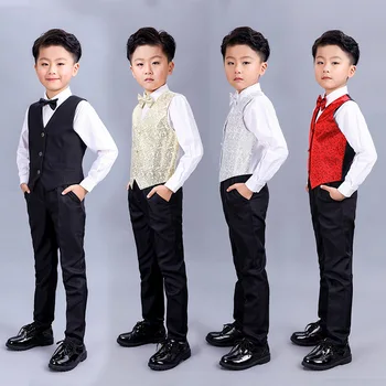 

Boys Sequin Stage Dance costumes Child Hip Hop Dancing Clothes Ki Dancing Clothing H492