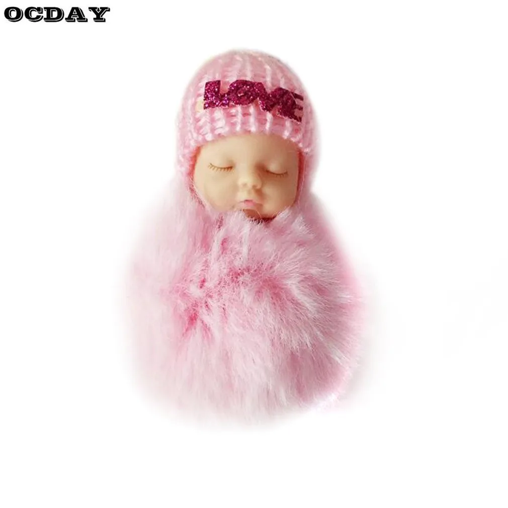 OCDAY Sleeping Baby Doll плюшевый брелок креативный милый маленький мягкий меховой кукольный кулон автомобильный мешок Шарм пушистый шар брелок игрушка для детей