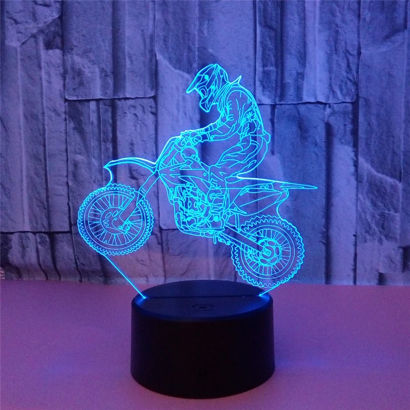 3D светодиодный Светодиодный светильник для мотоцикла с сенсорной батареей AA и пультом дистанционного управления, светодиодный ночник, 7 цветов, настольная лампа для спальни, декоративный светильник ing