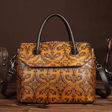Genuine Leather First Layer Cowhide Women Handbag Embossing Pattern Design Shoulder Messenger Bag Famous Brand Ladies