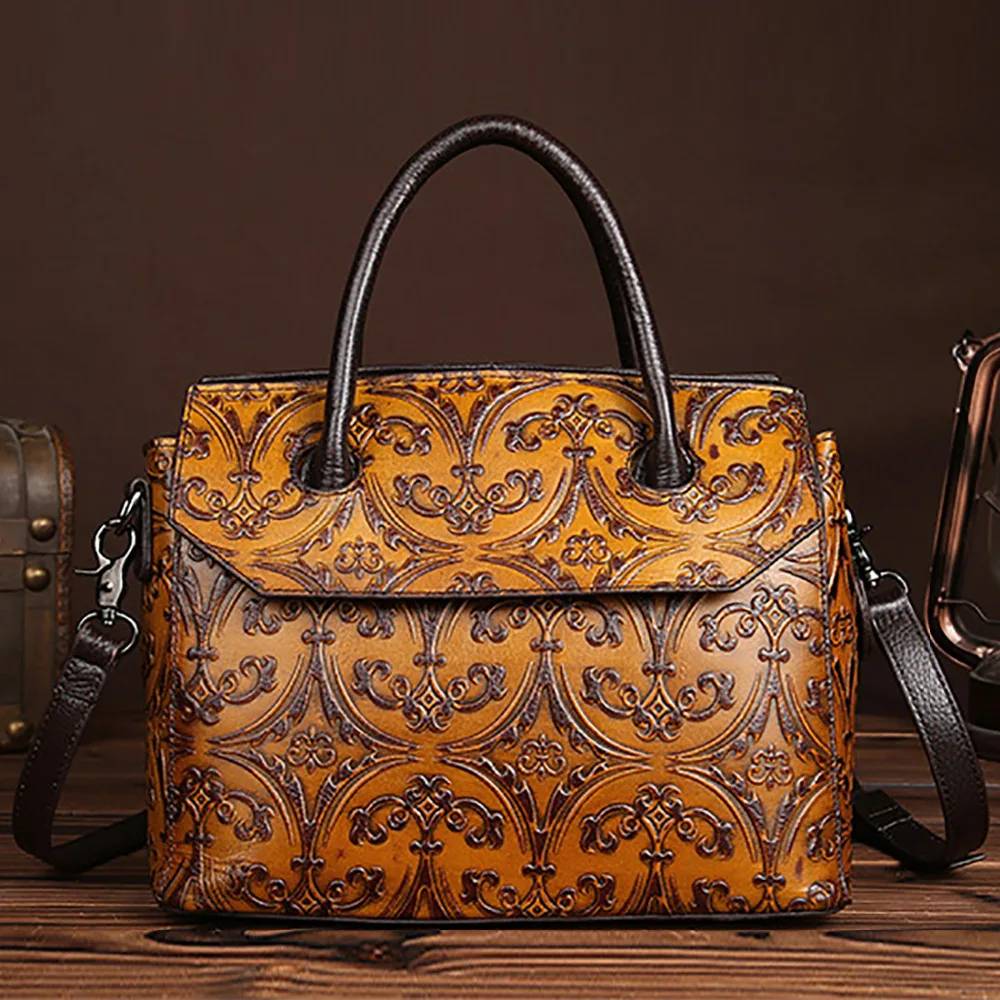 Genuine font b Leather b font First Layer Cowhide Women font b Handbag b font Embossing