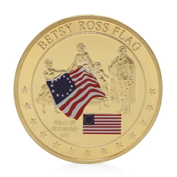 

Betsy Ross Flag History Of Old Glory Gold Plated Commemorative Challenge Coins