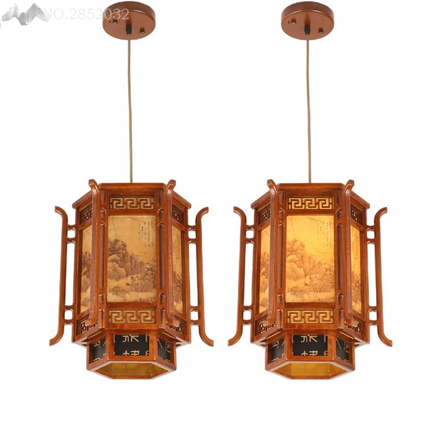 Китайский стиль античная овчина подвесной светильник из цельного дерева подвесной светильник для гостиной ресторана фонарь для коридора светильник ing Декор