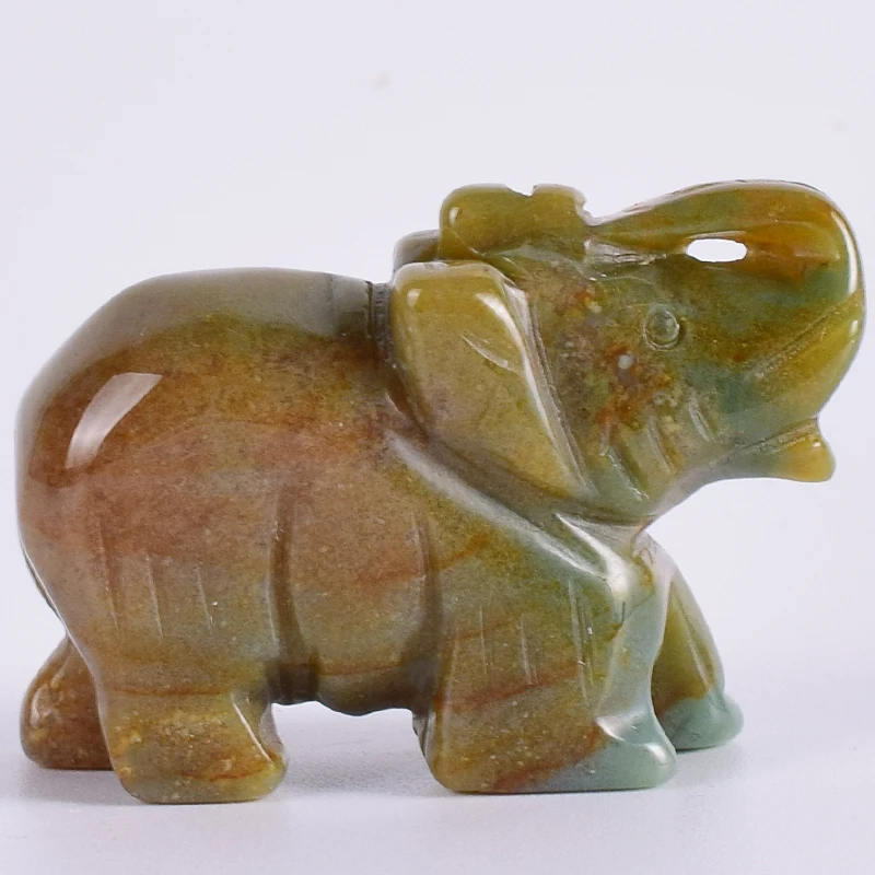 

Tiny Elephant Figurine Craft Carved Indian Agate Elephant Mini 2 Inch Animals Statue for Home Decor Chakra Healing Feng Shui
