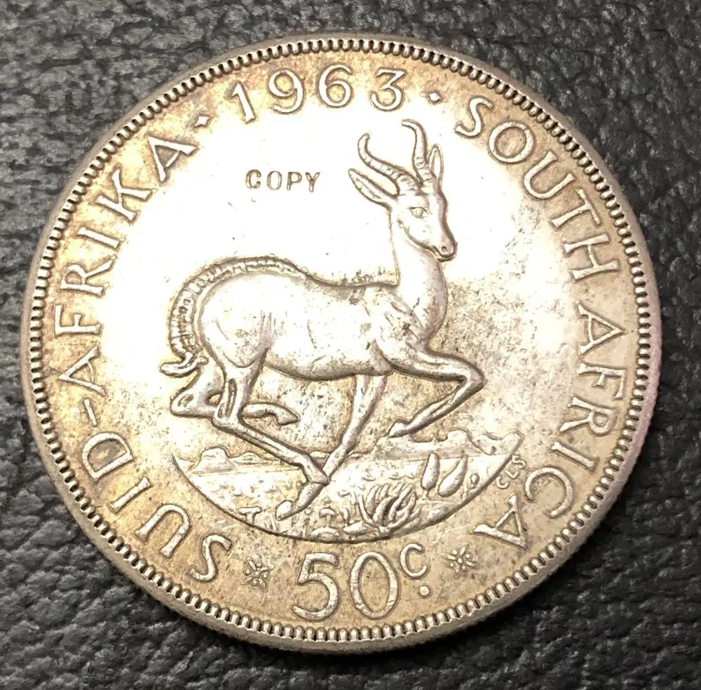 

1963 South Africa 50 Cents Bust of Jan Van Riebeeck Silver plated Coin Copy