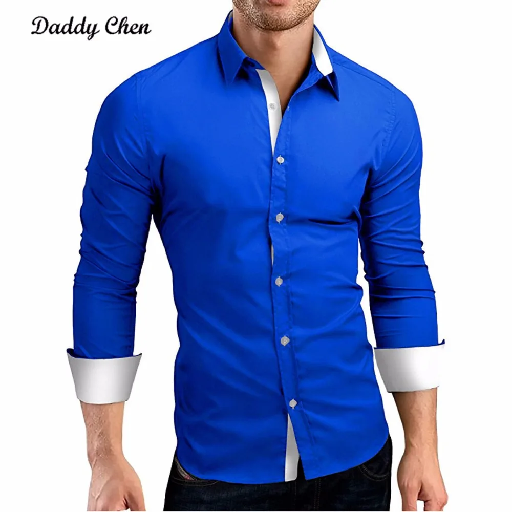 

Fashion Brand Men Clothes Slim Fit Men Long Sleeve Shirt Solid Color Casual Men Shirt Social male shirts Plus Size 4XL