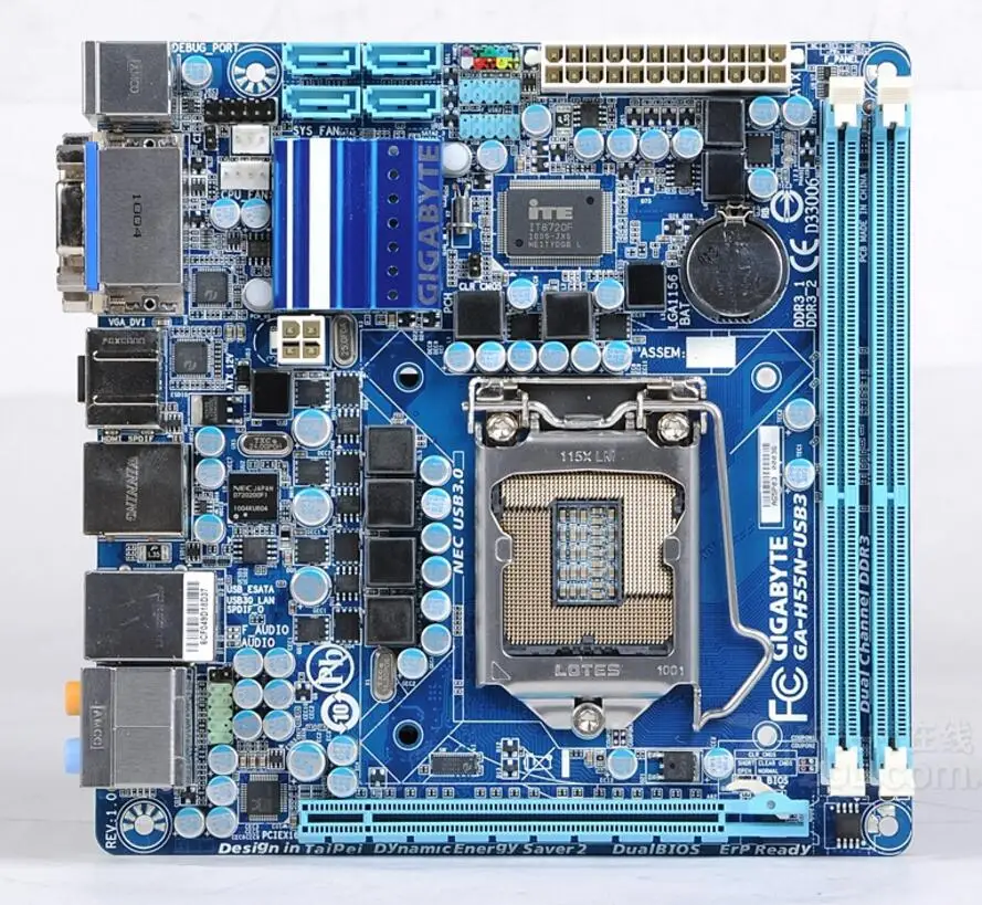 MINI-ITX 17*17 HTPC для Gigabyte GA-H55N-USB3 оригинальная б/у настольная материнская плата H55N-USB3 H55
