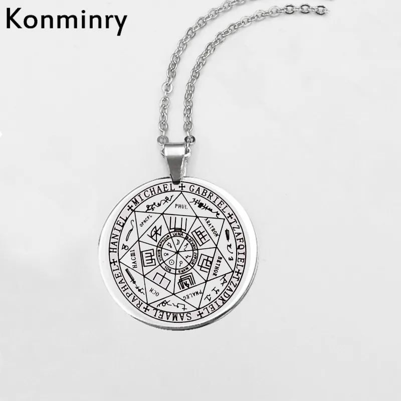 Религиозная надпись Konminry ожерелье из нержавеющей стали Круглый Кулон звеньевая