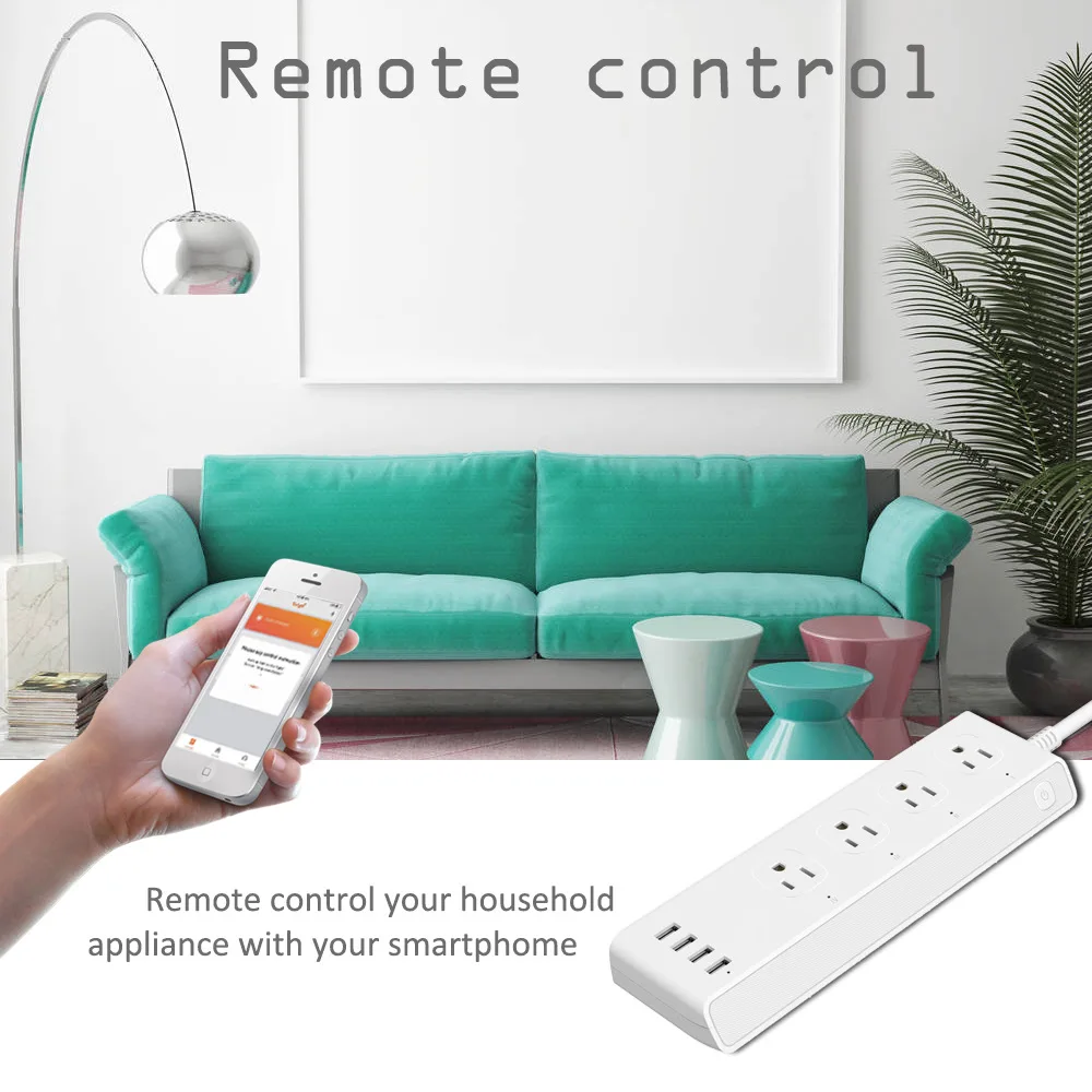 Wifi Smart power Strip 4 штепсельная Вилка для сети с переменным током стандарта США мульти Электрический фильтр с USB удлинитель работает с Amazon Alexa Echo, Google Home Homekit