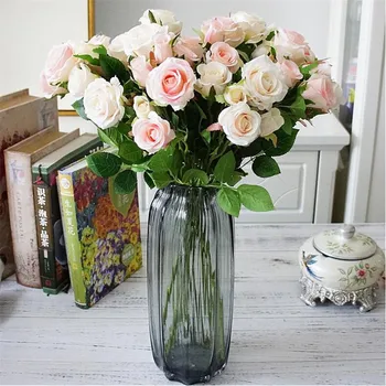 

Fake Single Stem Rose(5 heads/piece) 20.87" Length Simulation Roses for Wedding Home Showcase Decorative Artificial Flowers