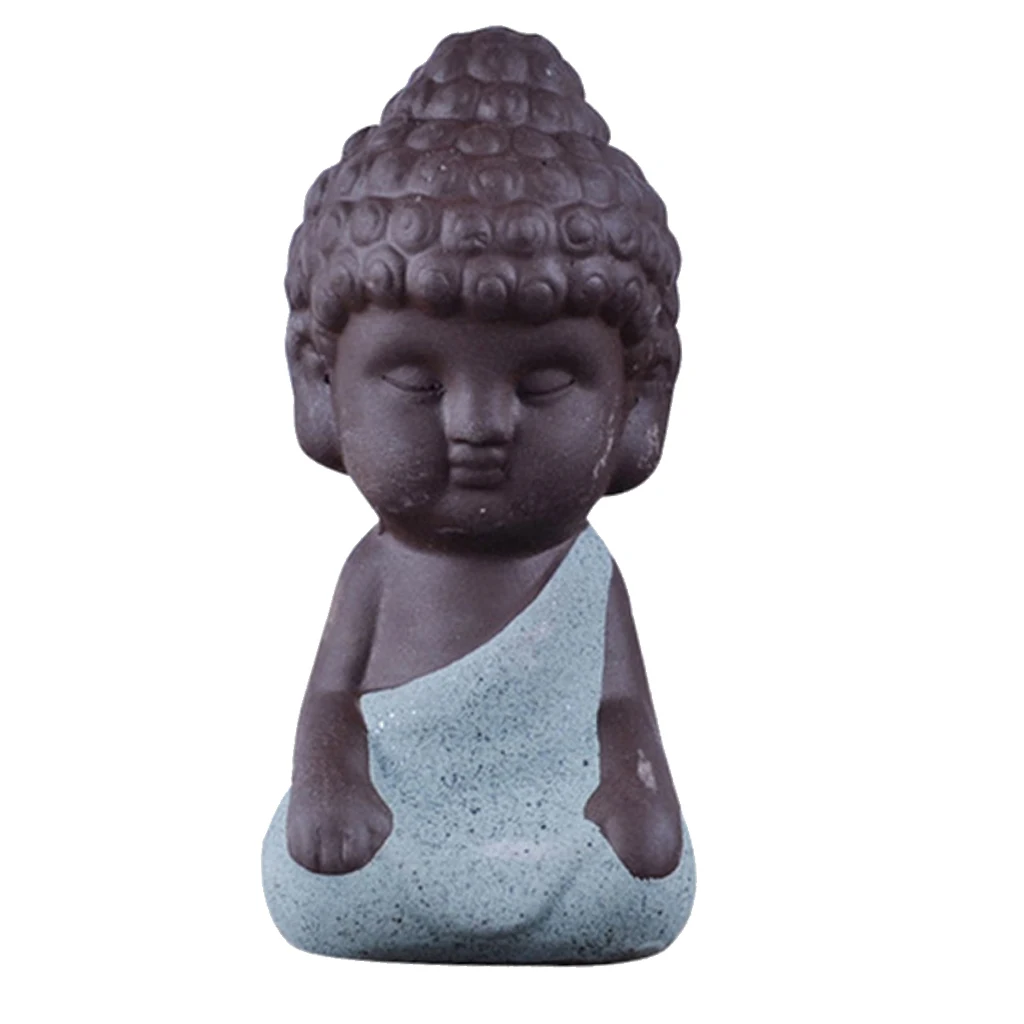 Традиционные маленькая статуя Будды заварник монах украшения на вашем Кунг Фу лоток медитации интимные аксессуары для дзен сад песок Декор - Цвет: Blue