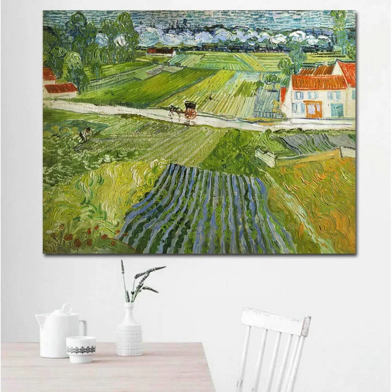 Самоотверженный Венсан Ван Гог Ирисы печать пейзаж живопись искусство на camvas картина маслом без рамки - Цвет: Landscape at Auvers