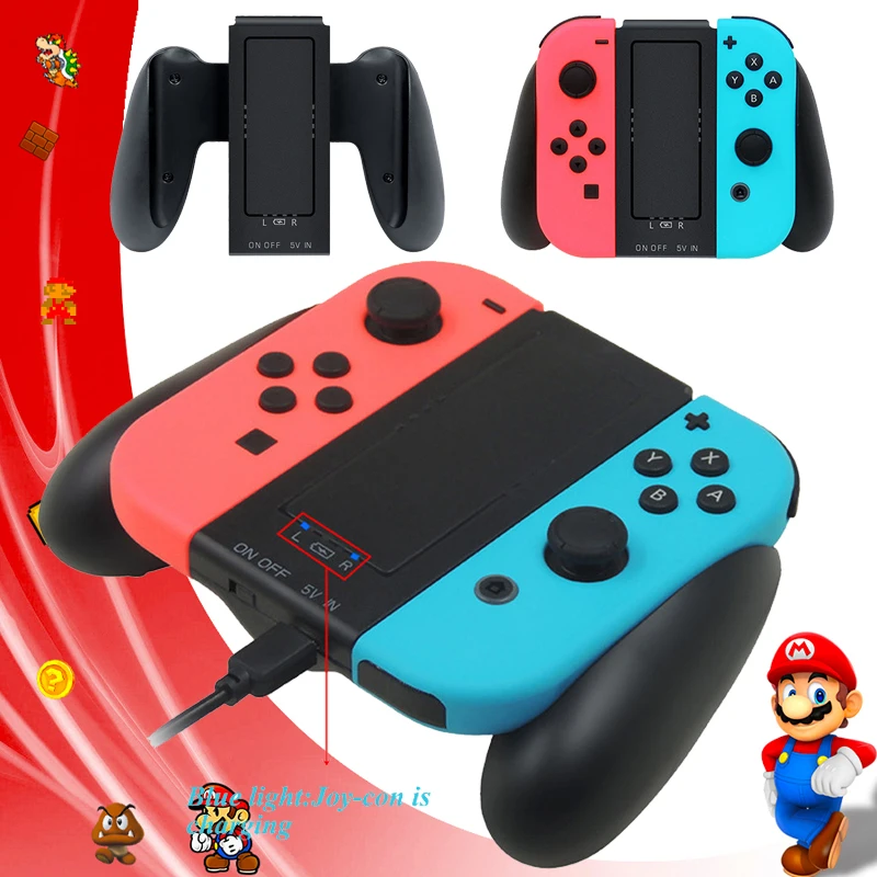 

2000Mah Nintend Switch Charger Hold Grip Accessories Nintendoswitch Joycon Power Bank Controller Charging Dock Station Stand