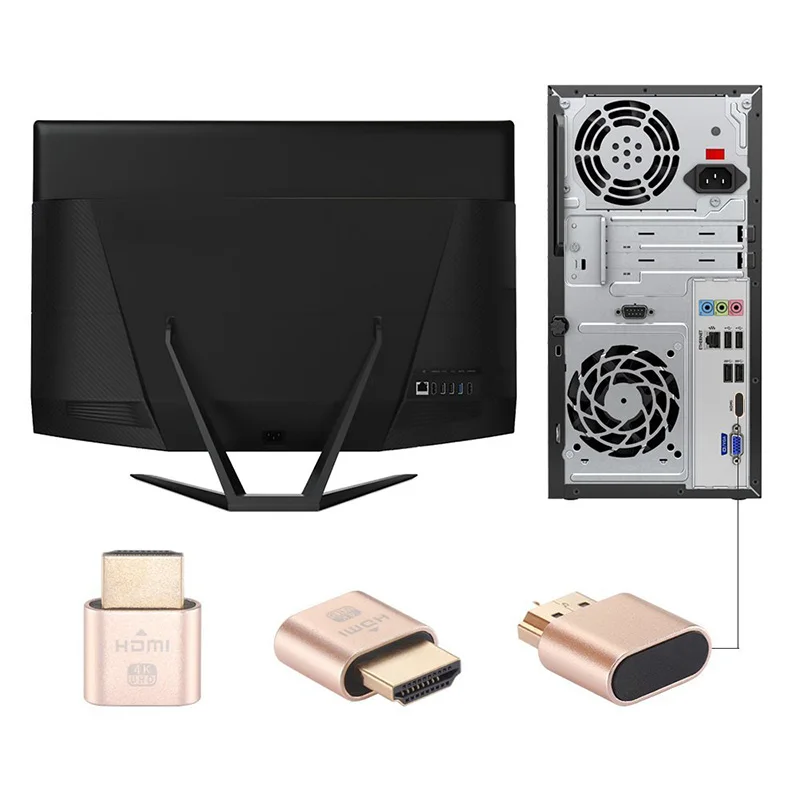 Hot Sell VGA Mining Virtual Display Adapter HDMI 1.4 DDC EDID Dummy Plug Headless Ghost Display Emulator Video Card Lock Plate
