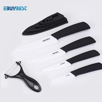 

Zirconia Ceramic Knives 3"paring 4" Slicing 5" Vegetable 6" Chef Knife + Peeler White Blade Kitchen Knife Set