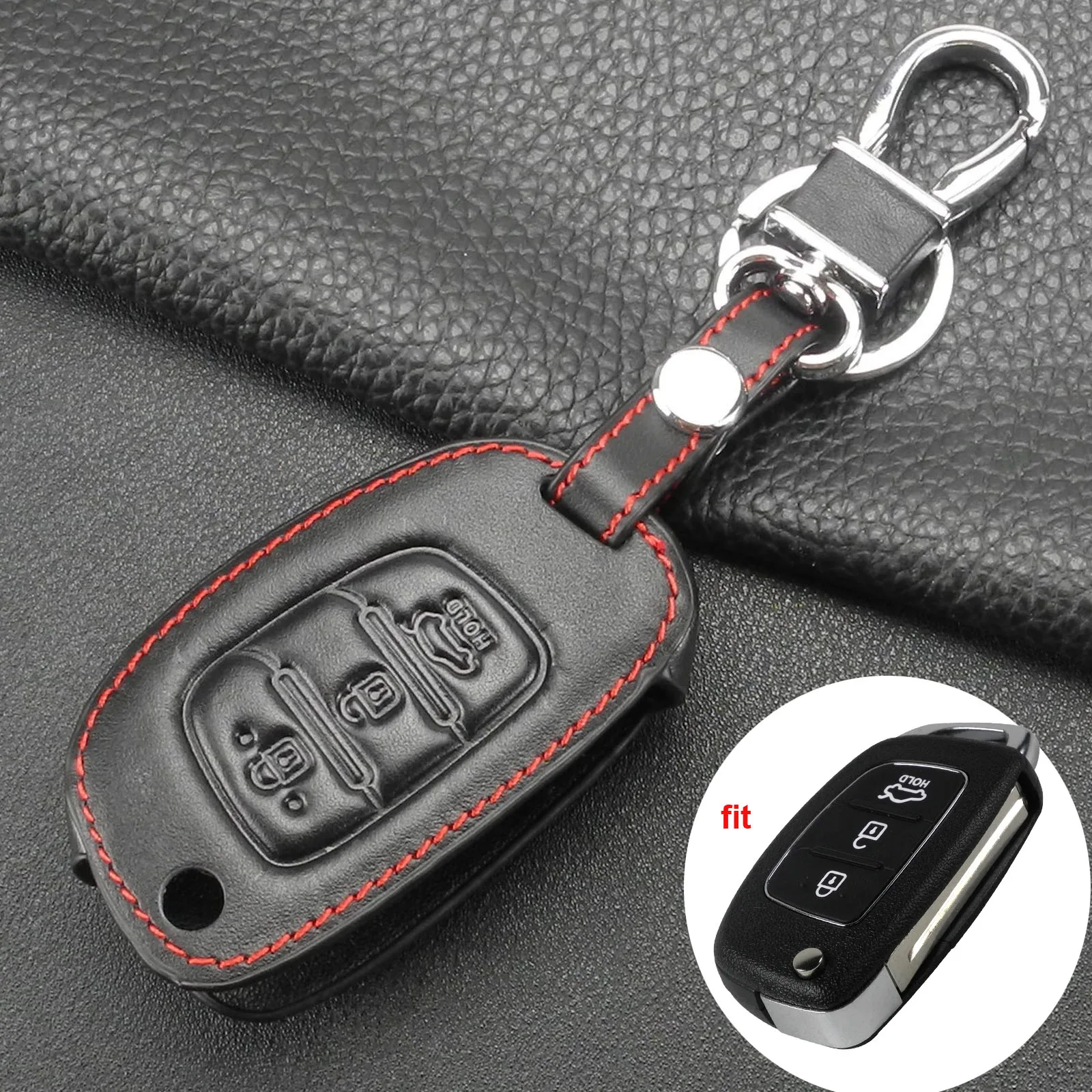 

jingyuqin 3 Buttons Flip Key Case Wallet Cover Shell Keychain Auto PU Accessories For Hyundai Creta ix25 Leather Holder Fob