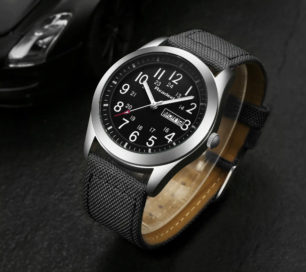  2019 Readeel Luxury Brand Military Watch Men Quartz Analog Clock Leather Canvas Watch Man Sports Wa