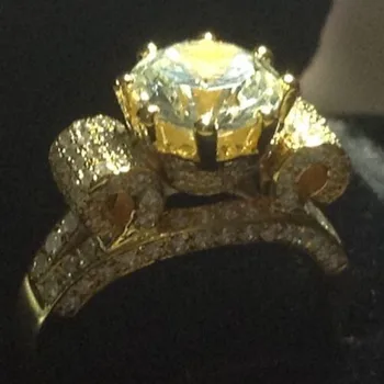 

3 Carat Pure 14k Yellow Gold Gorgeous Popular Simulate Diamond Wedding Ring For Women Fashion Wedding Jewelry Accessories