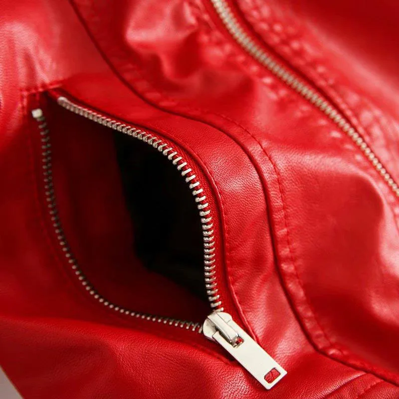 Серый меховой воротник на молнии из искусственной кожи женские куртки с отворотом Тонкий черный синий красный цвет модное женское пальто