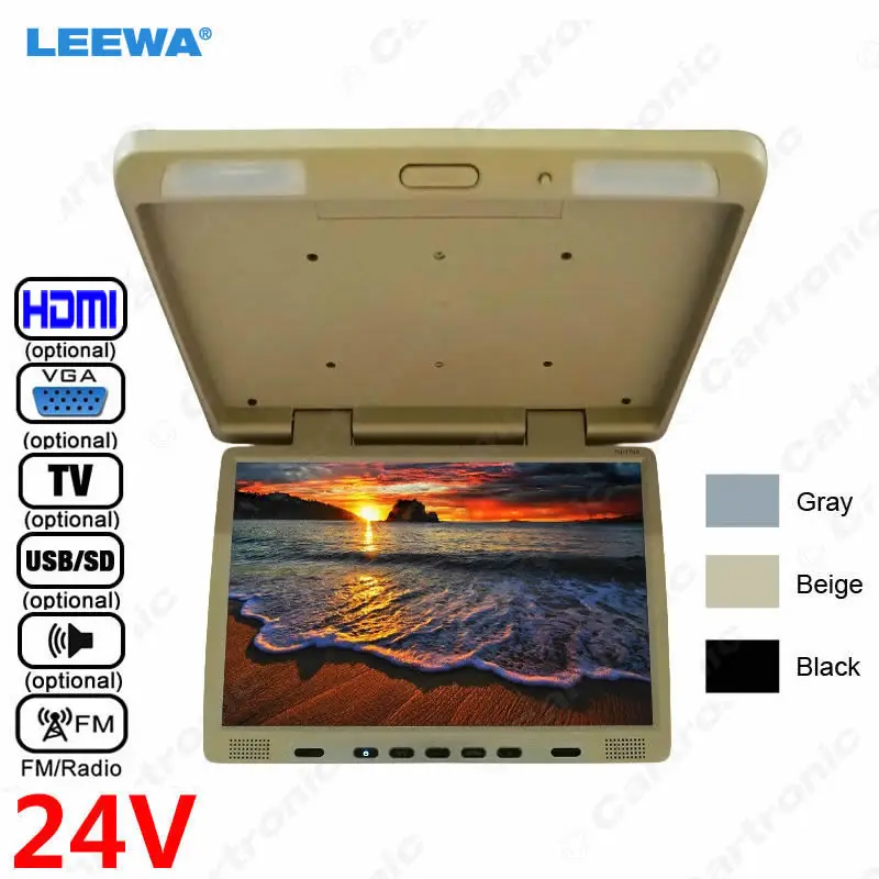 

LEEWA 24V Truck Bus 17" inch TFT LCD Roof Mounted Monitor Flip Down Monitor For Car DVD Player TV USB SD FM VGA Speaker HDMI