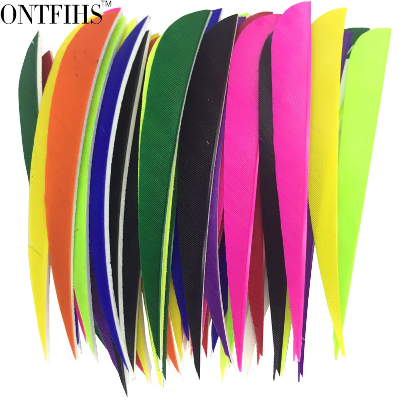 

50pcs ONTFIHS 5" Multicolor Water Drop Left Wing Arrow Feathers Fletchings Archery Arrow Accessories Fletches Arrow Real Feather