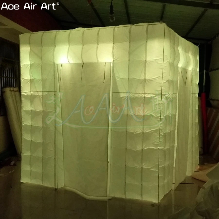  Brigter 5 w spotlights inflatable led cubephoto booth backdropcubic tent with 2 foldable door cover