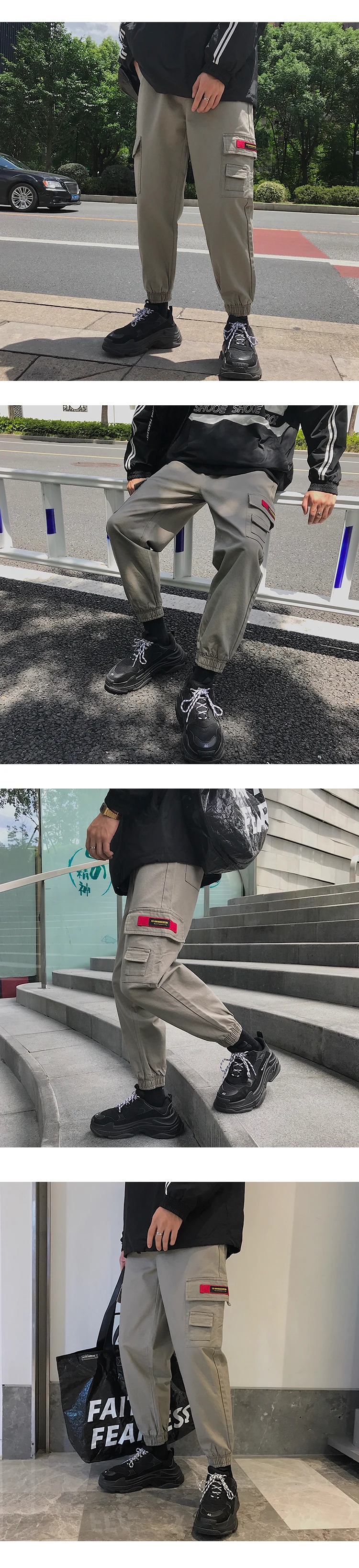 2019 Весна Safari Стиль комбинезоны много карман брюки карго Повседневное Для мужчин для отдыха уличная Штаны хлопок пот Штаны M-2XL