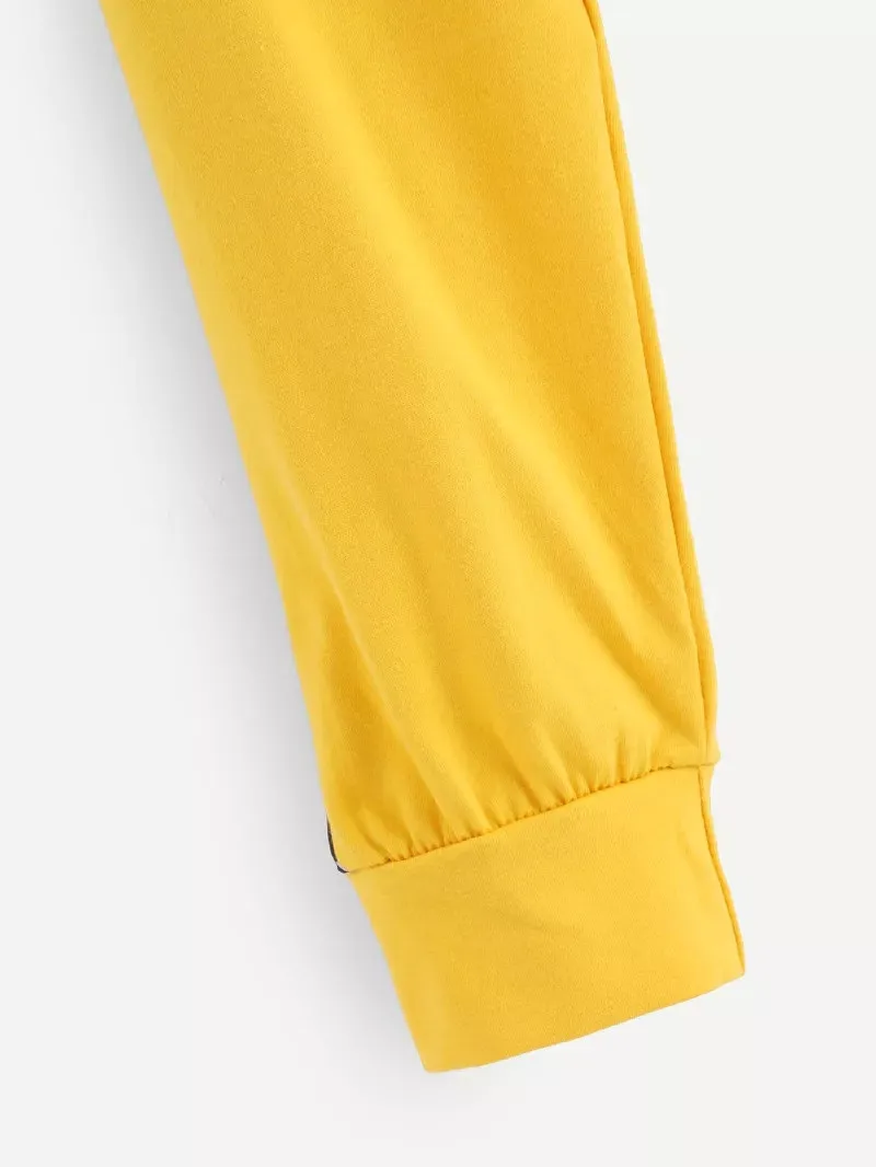 Однотонные желтые топы с капюшоном, Женская толстовка с длинным рукавом, пуловер с капюшоном, Толстовка harajuku Sudadera Mujer/PY