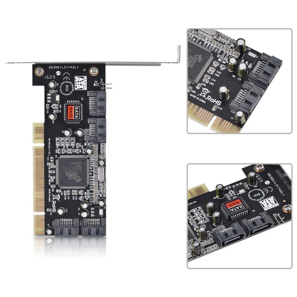 Tarjeta de expansión PCI 4 puertos SATA añadir en la tarjeta con Chipset Sil 3114 compatible con la revisión de especificaciones PCI 2,2 para escritorio/ordenador