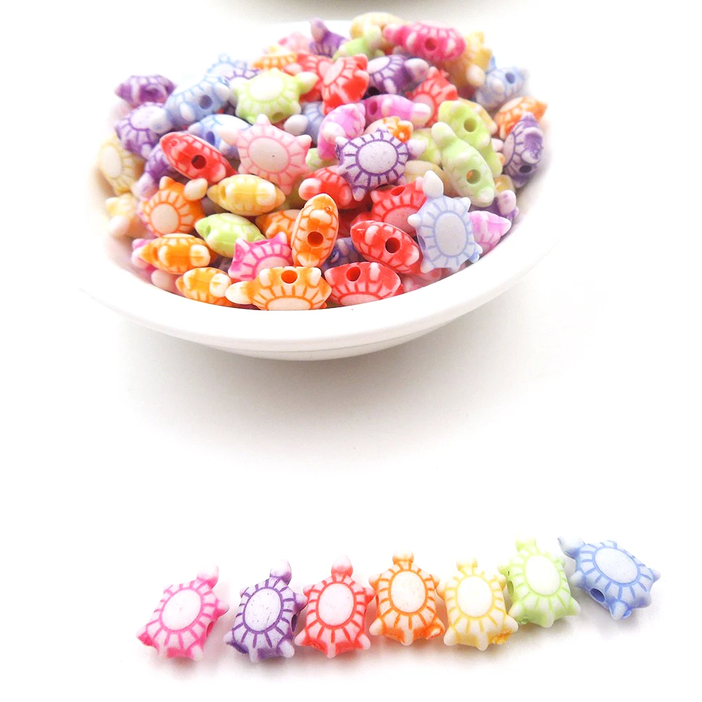 12mm 100pcs Acrylic Cute beads mixed colors Animal Tortoise 12mm Dia