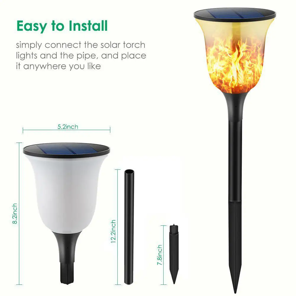 LumiParty 96 LED Solar Torch Light Flame Lawn Pin Lamp IP65 Waterproof