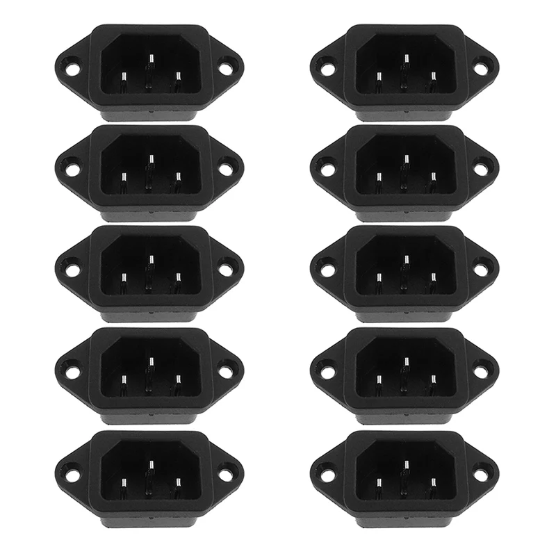 

10 Pcs IEC 320 C14 Male Plug 3 Pins PCB Panel Power Inlet Socket Connector --M25