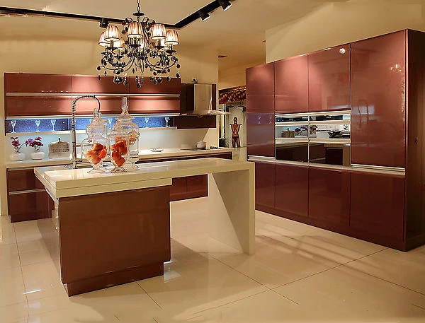Piano Paint Quartz Stone Countertop Modular Kitchen Cabinet