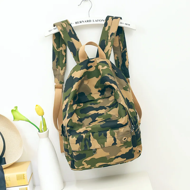Women Camouflage Backpacks Girls Personality Nylon Travel Bag Bolsas
