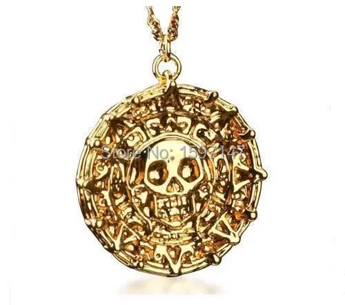 

Pirates Of the Caribbean Aztec Gold Skull Pendant Necklace