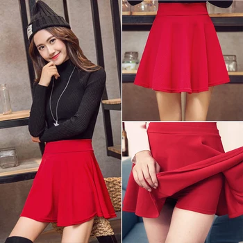 

Women Skirt Polyester Student Casual Spring Mini Short Adult Pleated Summer High Waist Chic Soft Solid Elastic