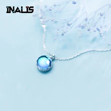 INALIS Лидер продаж уникальный 925 пробы серебро изысканные серьги-гвоздики с кристаллами Swarovski синий кристалл кулон Цепочки и ожерелья нежный для девочек подарок на день рождения воротник