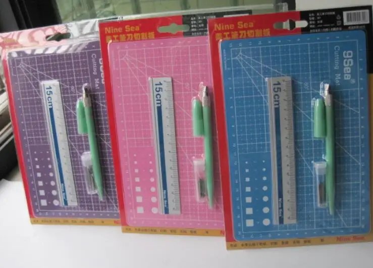 Régua de Alumínio Corte Grupo Gravura Esculpida Caneta Faca 3 Pçs - Set a5 Pad 9 Cheap Esteiras de corte